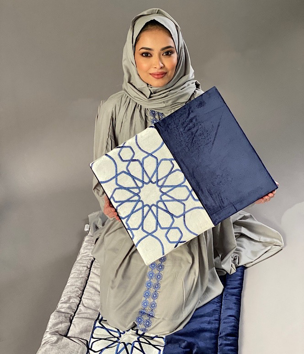 SCARF VELVET PRAYER SET - NAVY 